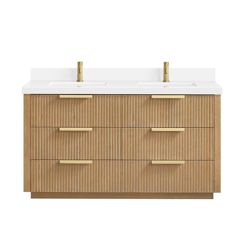 Vinnova 704960M-WA-PQ Santarem 60M" Double Bath Vanity in Washed Ash Grey