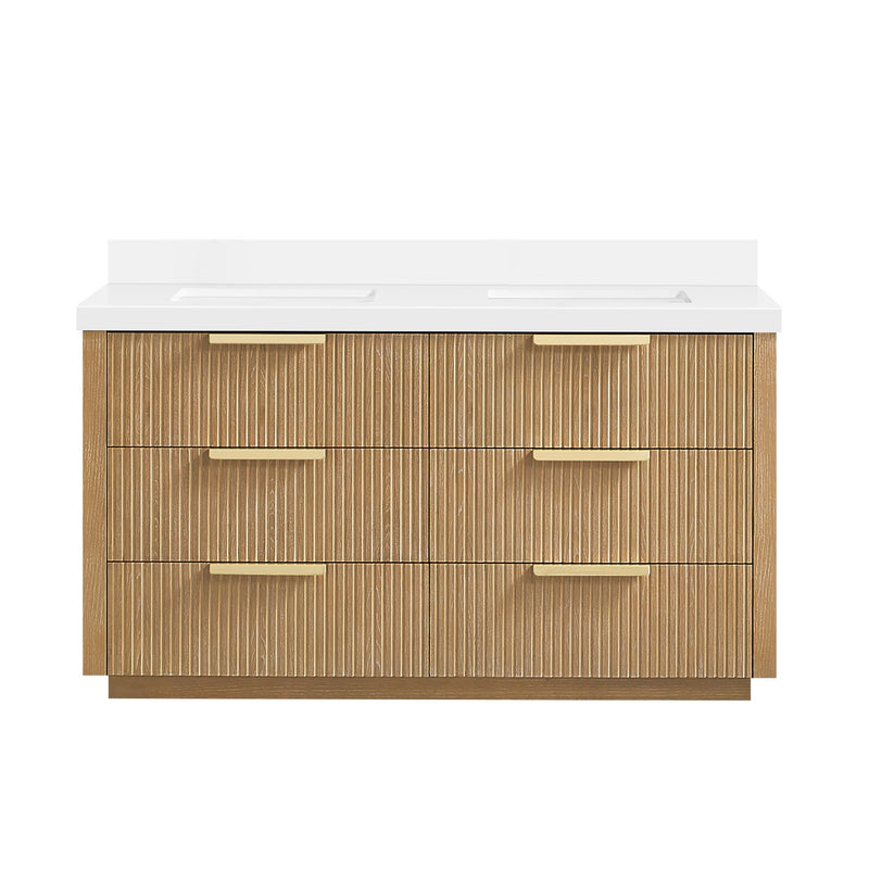 Vinnova 704960M-WA-PQ Santarem 60M" Double Bath Vanity in Washed Ash Grey
