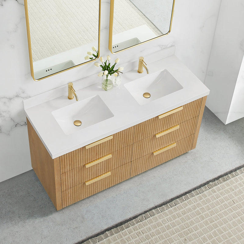 Vinnova 704960M-WA-PQ Santarem 60M" Double Bath Vanity in Washed Ash Grey