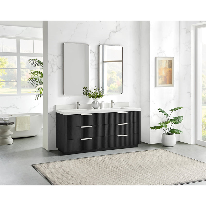 Vinnova 704972-OK-PQ Santarem 72" Double Bath Vanity in Oak Weathered Black