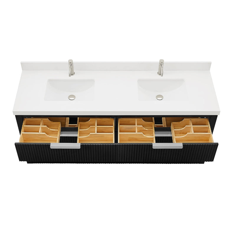 Vinnova 704972-OK-PQ Santarem 72" Double Bath Vanity in Oak Weathered Black