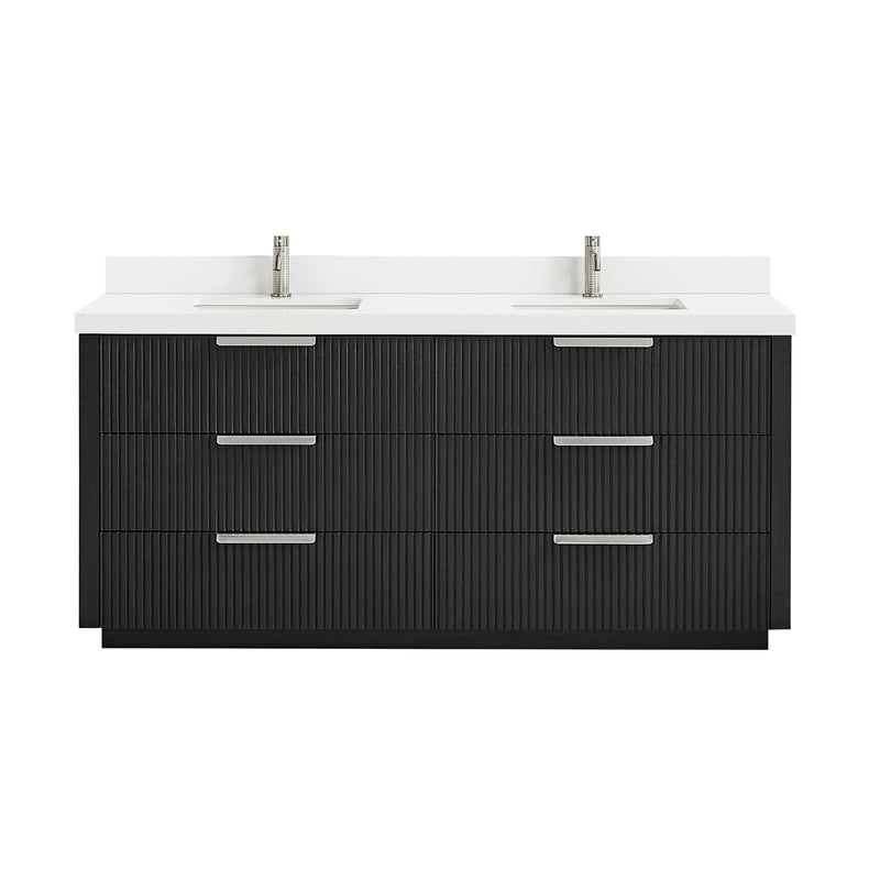 Vinnova 704972-OK-PQ Santarem 72" Double Bath Vanity in Oak Weathered Black