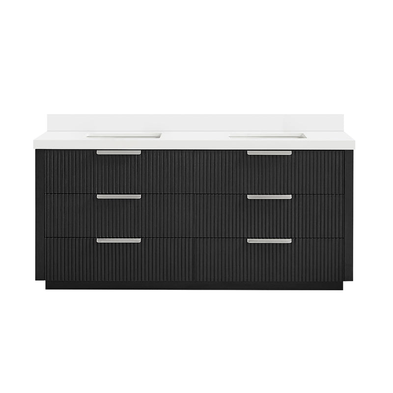 Vinnova 704972-OK-PQ Santarem 72" Double Bath Vanity in Oak Weathered Black