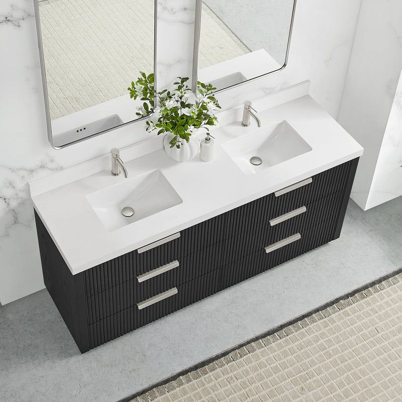Vinnova 704972-OK-PQ Santarem 72" Double Bath Vanity in Oak Weathered Black