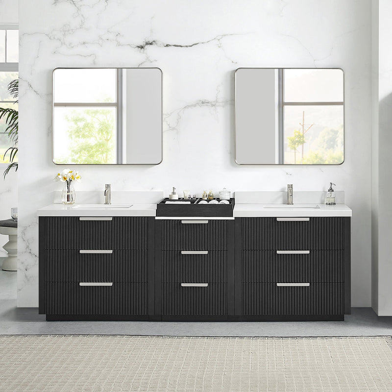 Vinnova 704996-OK-PQ Santarem 96" Combined Double Bath Vanity in Oak Weathered Black