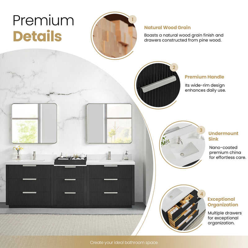 Vinnova 704996-OK-PQ Santarem 96" Combined Double Bath Vanity in Oak Weathered Black