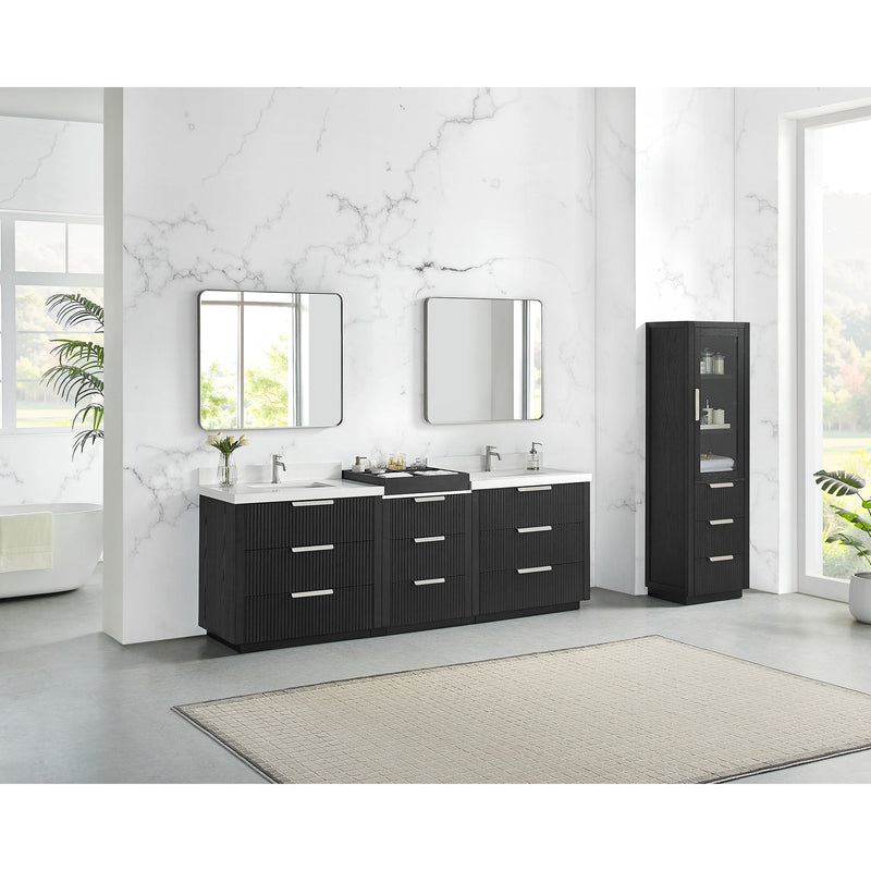 Vinnova 704996-OK-PQ Santarem 96" Combined Double Bath Vanity in Oak Weathered Black