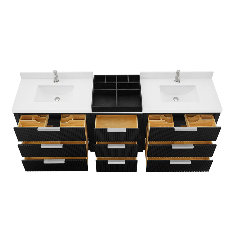 Vinnova 704996-OK-PQ Santarem 96" Combined Double Bath Vanity in Oak Weathered Black