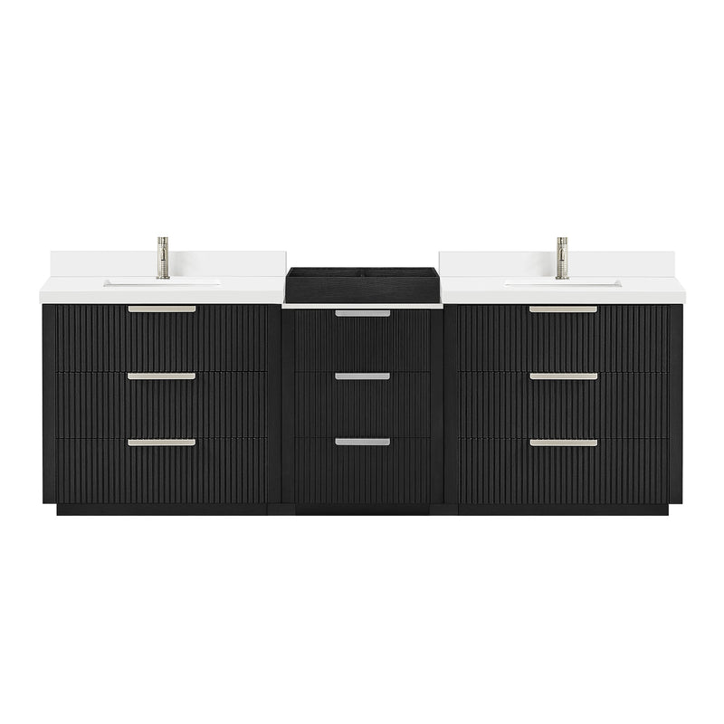 Vinnova 704996-OK-PQ Santarem 96" Combined Double Bath Vanity in Oak Weathered Black