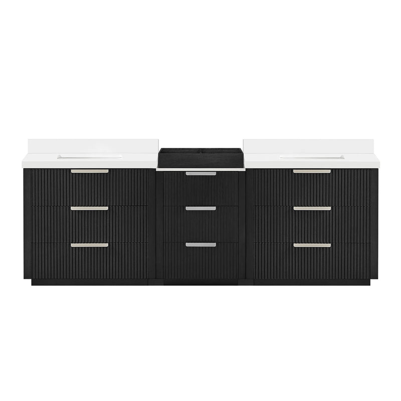 Vinnova 704996-OK-PQ Santarem 96" Combined Double Bath Vanity in Oak Weathered Black