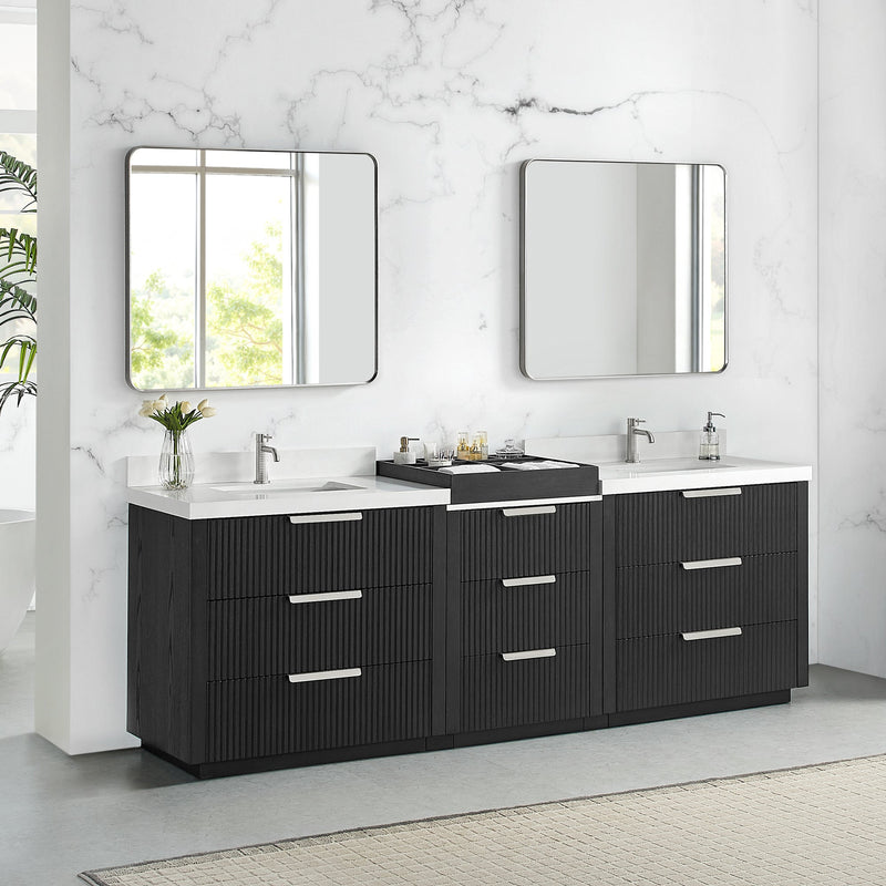 Vinnova 704996-OK-PQ Santarem 96" Combined Double Bath Vanity in Oak Weathered Black