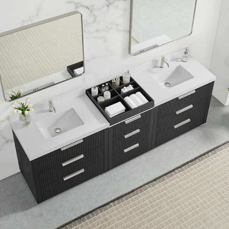 Vinnova 704996-OK-PQ Santarem 96" Combined Double Bath Vanity in Oak Weathered Black