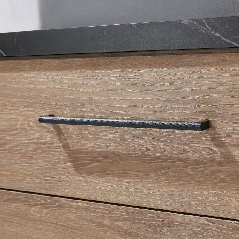 Vinnova 705172S-NO-SL Trento 72" Double Vanity in North American Oak with Black Sintered Stone Top with Rectangular Concrete Sink