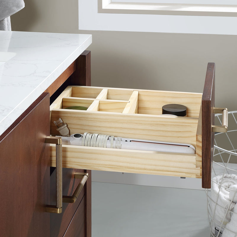 Vinnova 705736-NW-GW San 36" Free-standing Single Bath Vanity in Natural Walnut with White Grain Composite Stone Top