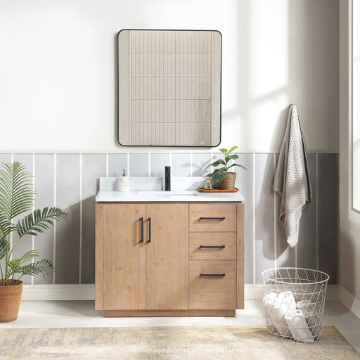 Vinnova 705742-FN-GW San 42" Free-standing Single Bath Vanity in Fir Wood Brown