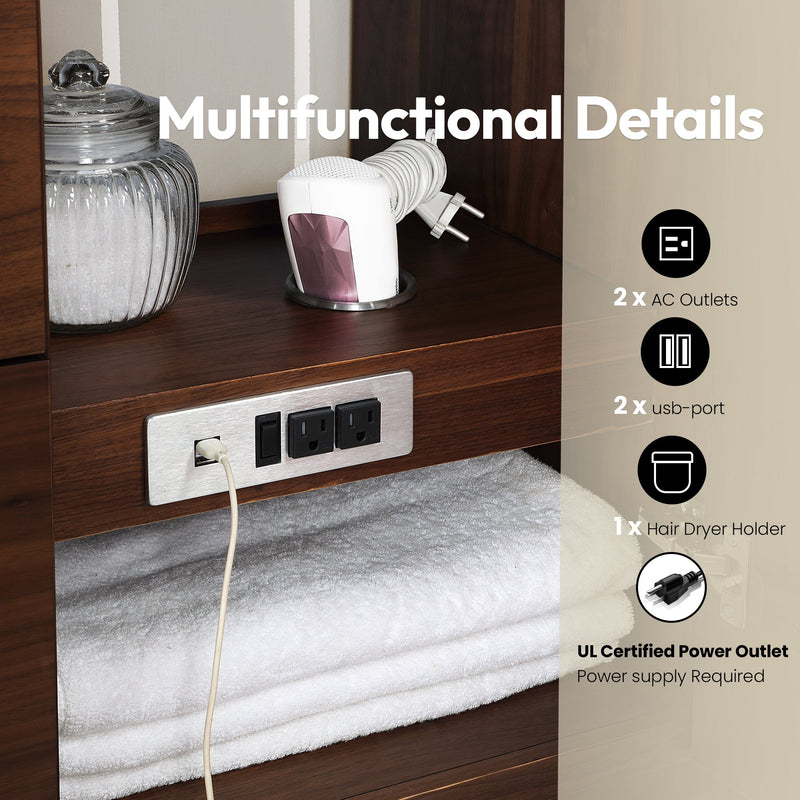 Vinnova 705748-NW-GW San 48" Free-standing Single Bath Vanity in Natural Walnut with White Grain Composite Stone Top
