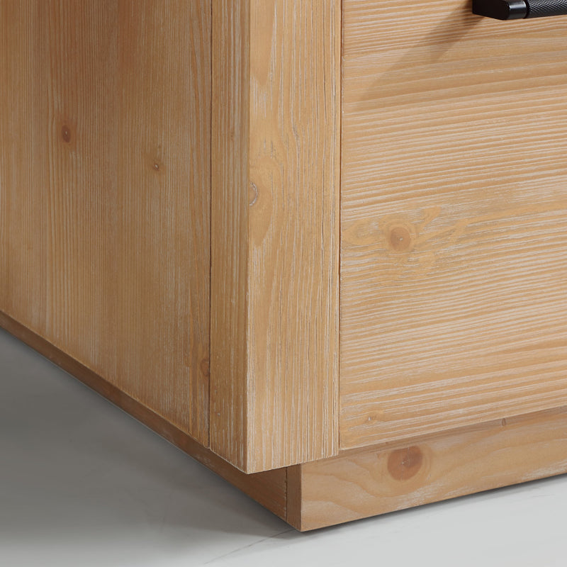 Vinnova 705760M-FN-GW San 60M" Free-standing Double Bath Vanity in Fir Wood Brown with White Grain Composite Stone Top