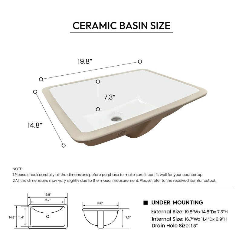 Vinnova 706125-CTP-GW Malaga 25" W x 22" D Composite Stone Vanity Top in Grain White with White Rectangular Single Sink