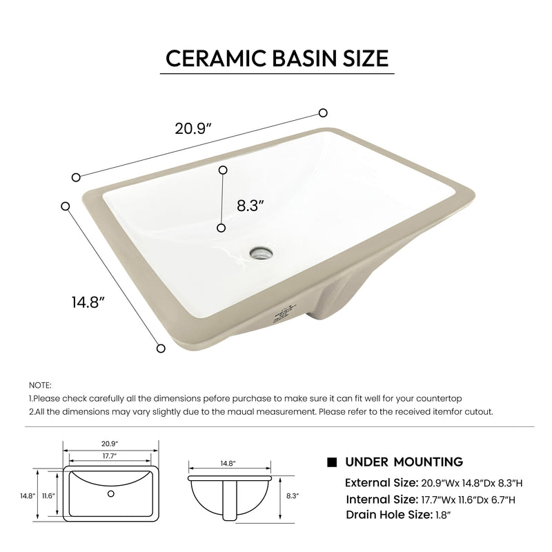 Vinnova 706143-CTP-GW Malaga 43" W x 22" D Composite Stone Vanity Top in Grain White with White Rectangular Single Sink