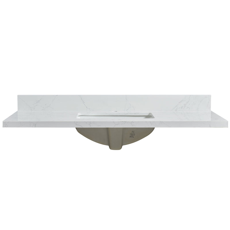 Vinnova 706149-CTP-GW Malaga 49" W x 22" D Composite Stone Vanity Top in Grain White with White Rectangular Single Sink