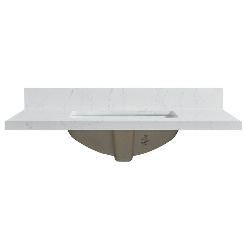 Vinnova 706337-CTP-GW Jaen 37" W x 22" D Composite Stone Vanity Top in Grain White with White Rectangular Single Sink