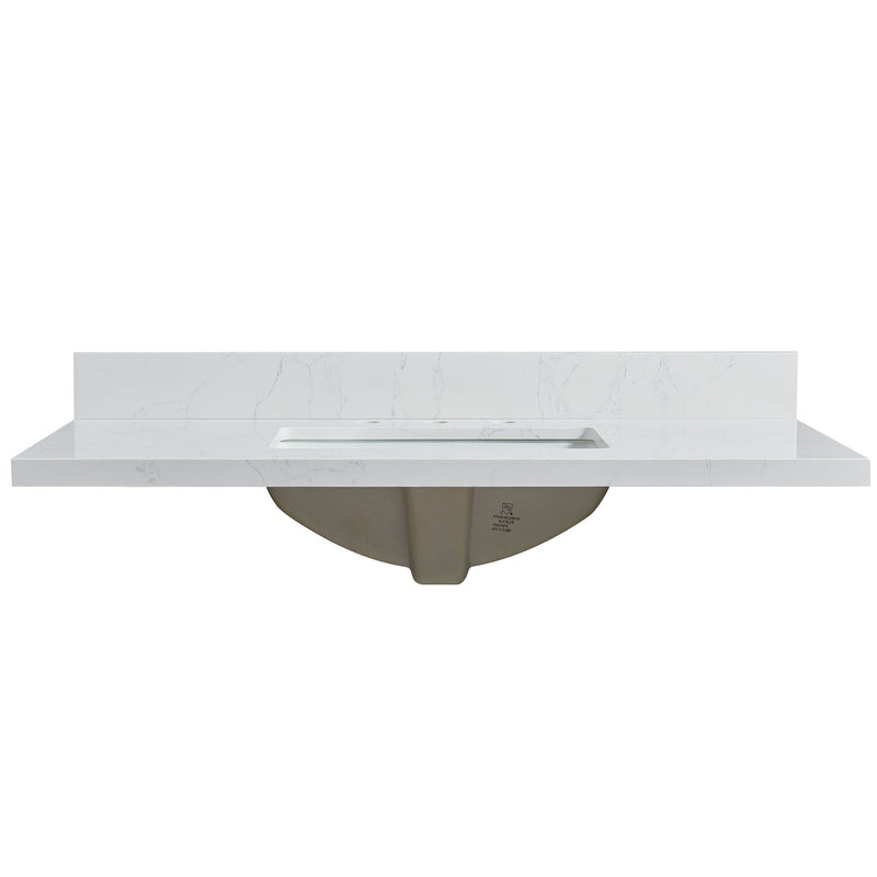Vinnova 706343-CTP-GW Jaen 43" W x 22" D Composite Stone Vanity Top in Grain White with White Rectangular Single Sink