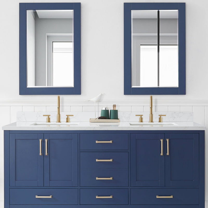 Vinnova 706373M-CTP-GW Jaen 73" W x 22" D Composite Stone Vanity Top in Grain White with White Rectangular Double Sink