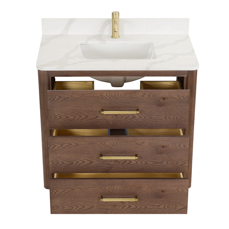 Vinnova 706536-AD-BK Porto 36" Free-standing Single Bath Vanity in Aged Dark Brown Oak