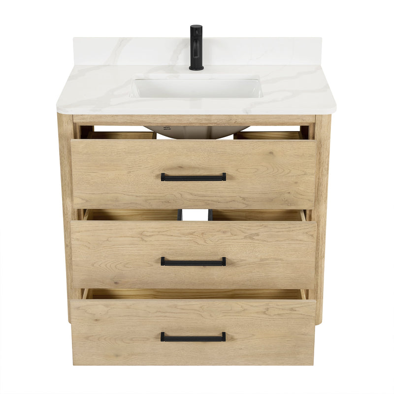 Vinnova 706536-AN-BK Porto 36" Free-standing Single Bath Vanity in Aged Natural Oak