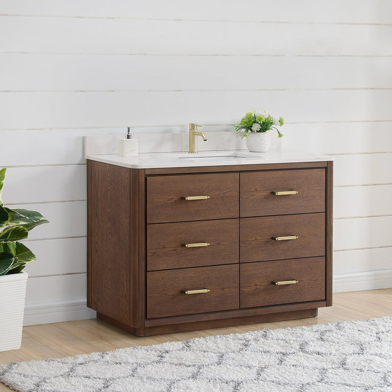 Vinnova 706548-AD-BK Porto 48" Free-standing Single Bath Vanity in Aged Dark Brown Oak