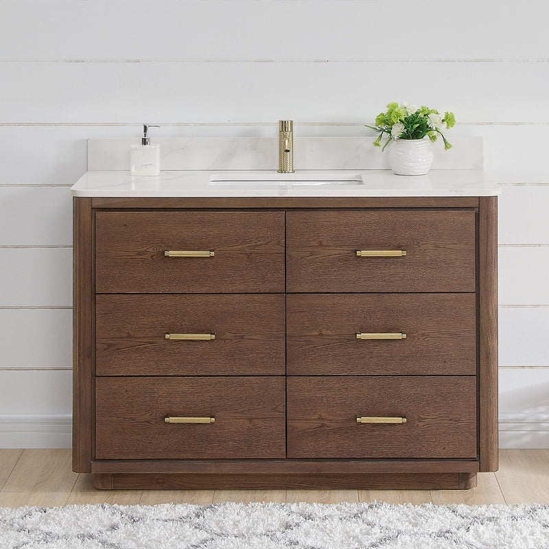 Vinnova 706548-AD-BK Porto 48" Free-standing Single Bath Vanity in Aged Dark Brown Oak