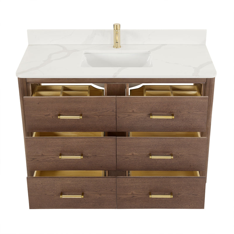 Vinnova 706548-AD-BK Porto 48" Free-standing Single Bath Vanity in Aged Dark Brown Oak