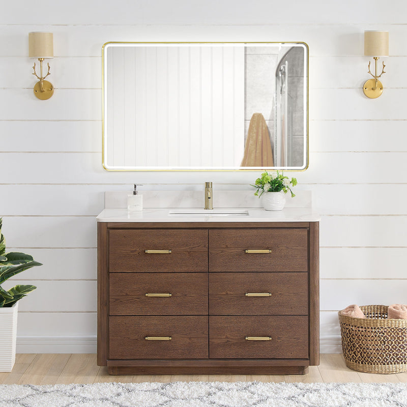 Vinnova 706548-AD-BK Porto 48" Free-standing Single Bath Vanity in Aged Dark Brown Oak