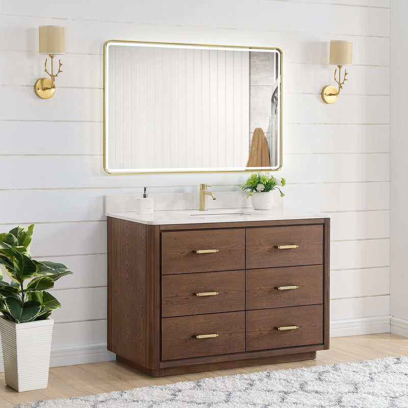 Vinnova 706548-AD-BK Porto 48" Free-standing Single Bath Vanity in Aged Dark Brown Oak