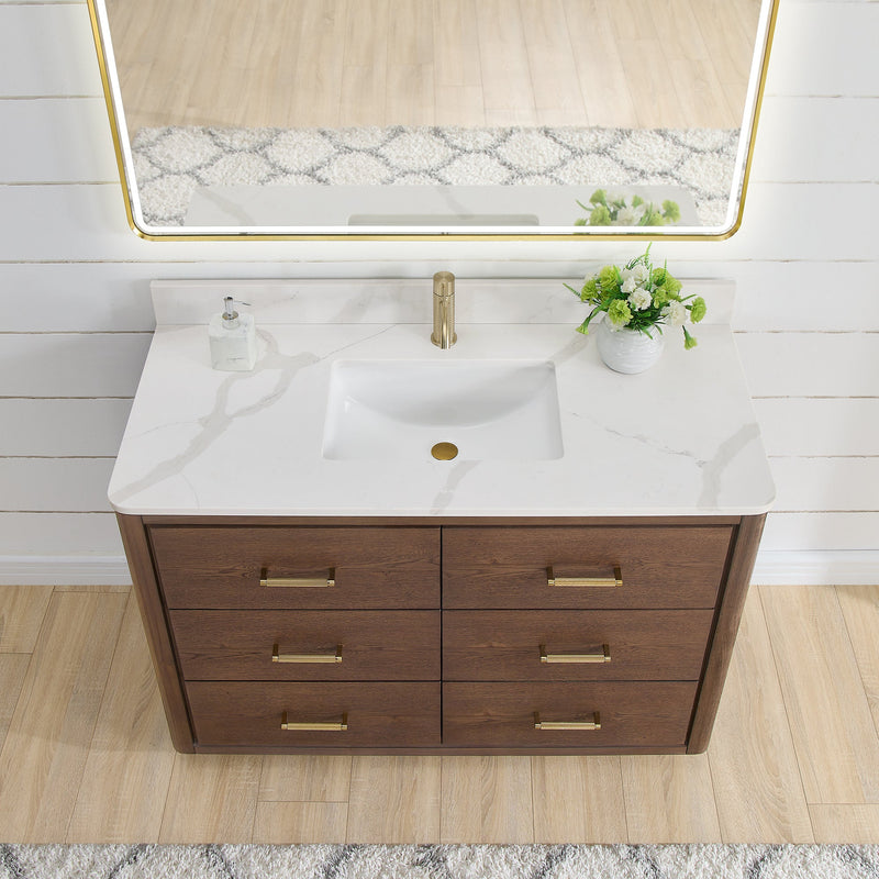 Vinnova 706548-AD-BK Porto 48" Free-standing Single Bath Vanity in Aged Dark Brown Oak