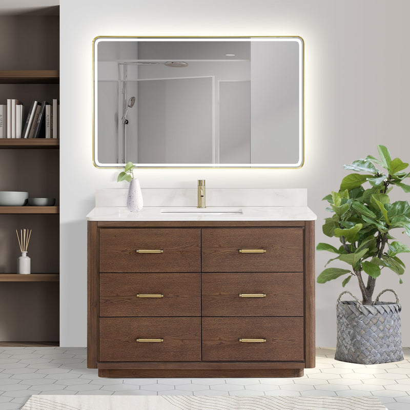 Vinnova 706548-AD-BK Porto 48" Free-standing Single Bath Vanity in Aged Dark Brown Oak