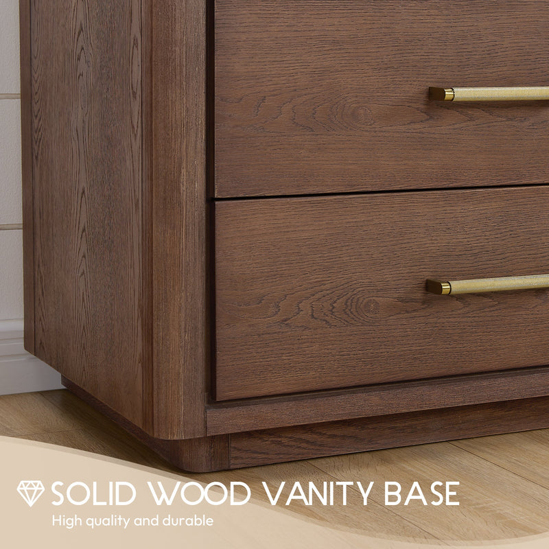 Vinnova 706560M-AD-BK Porto 60M" Free-standing Double Bath Vanity in Aged Dark Brown Oak