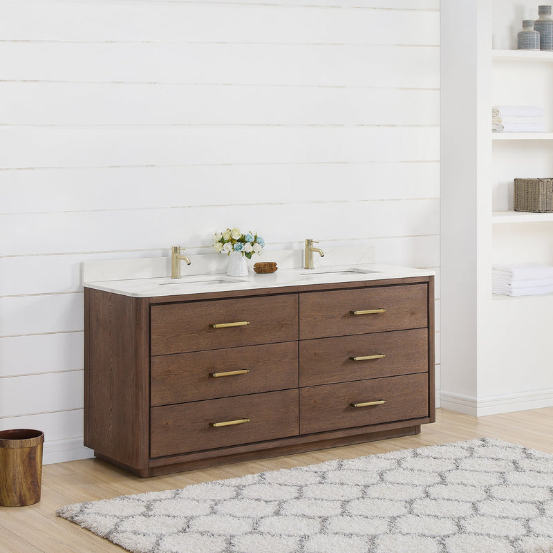 Vinnova 706572-AD-BK Porto 72" Free-standing Double Bath Vanity in Aged Dark Brown Oak