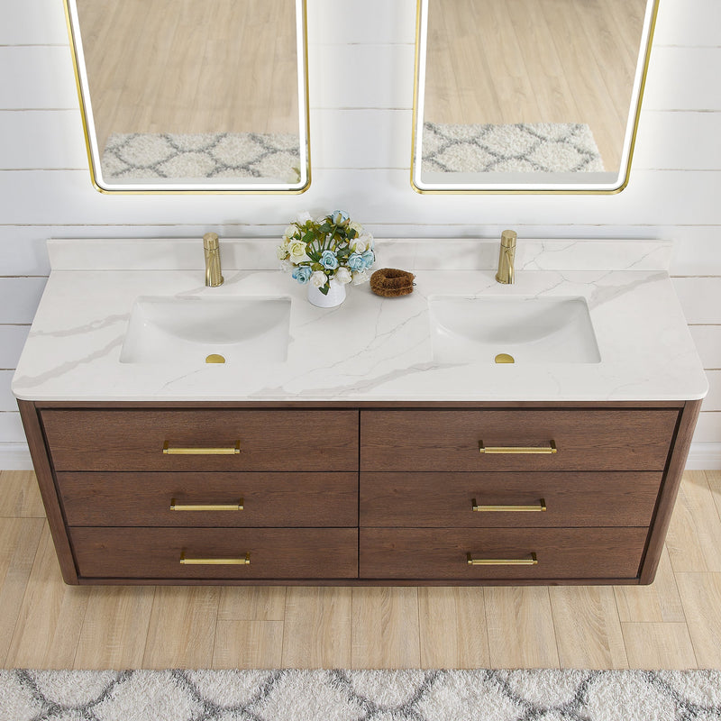 Vinnova 706572-AD-BK Porto 72" Free-standing Double Bath Vanity in Aged Dark Brown Oak