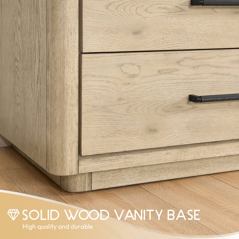 Vinnova 706572-AN-BK Porto 72" Free-standing Double Bath Vanity in Aged Natural Oak