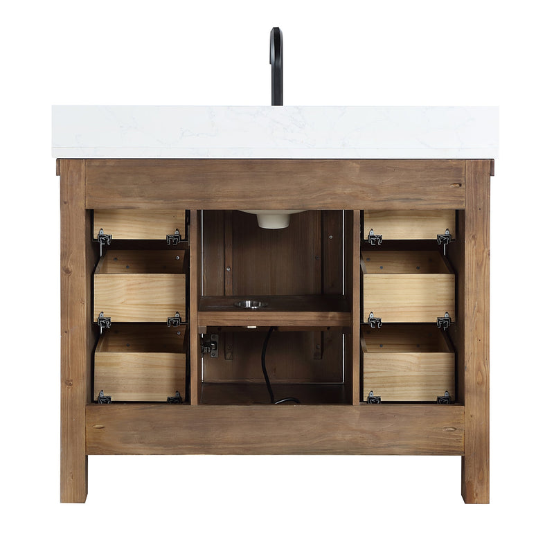 Vinnova 706842-AY-GW Javier 42" Free-standing Single Bath Vanity in Spruce Antique Gray with White Grain Composite Stone Top