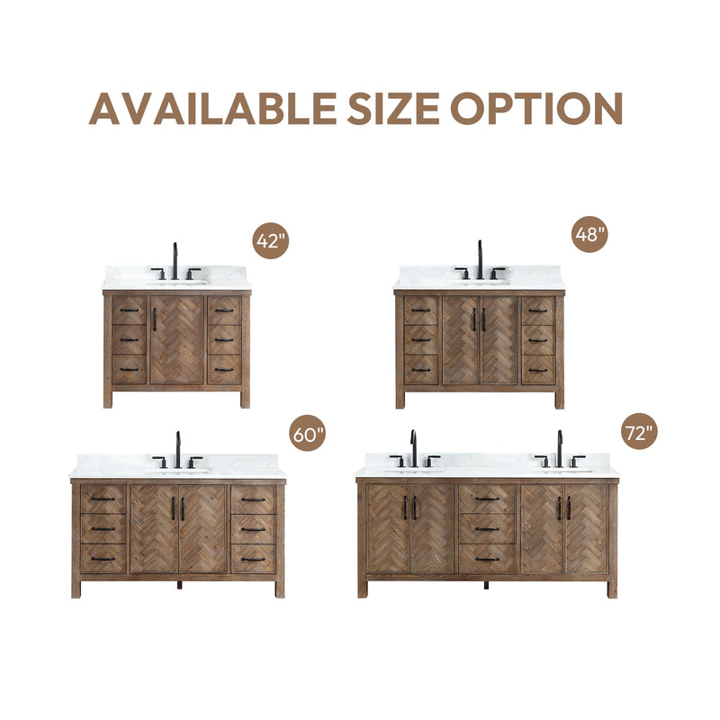 Vinnova 706848-AY-GW Javier 48" Free-standing Single Bath Vanity in Spruce Antique Gray with White Grain Composite Stone Top