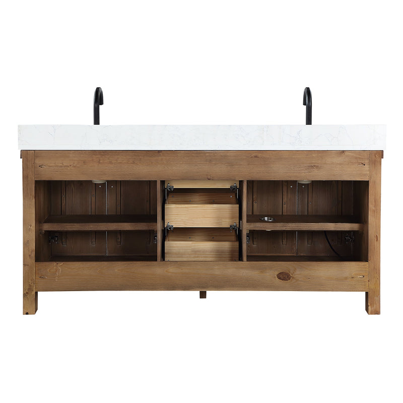Vinnova 706872-AY-GW Javier 72" Free-standing Double Bath Vanity in Spruce Antique Gray with White Grain Composite Stone Top