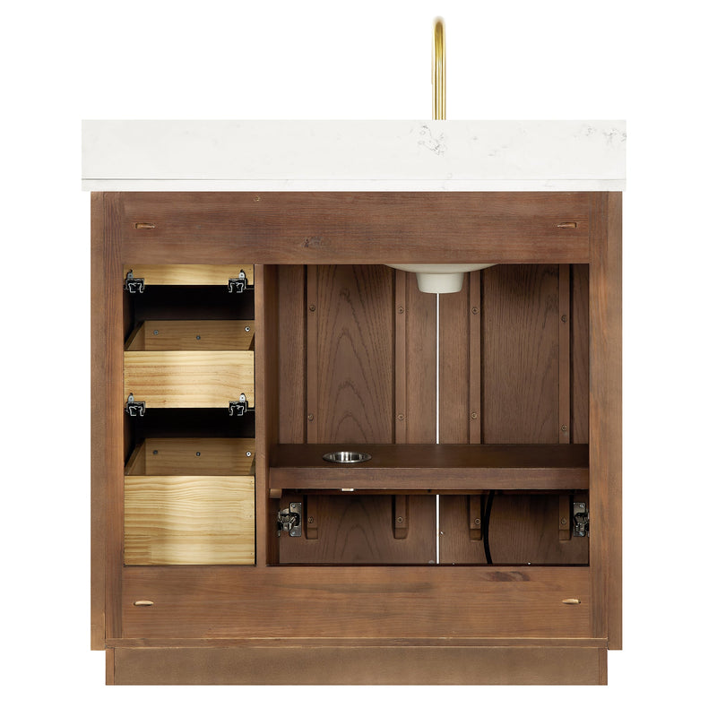 Vinnova 706936-AD-BK Oza 36" Free-standing Single Bath Vanity in Aged Dark Brown Oak