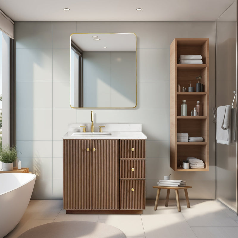 Vinnova 706936-AD-BK Oza 36" Free-standing Single Bath Vanity in Aged Dark Brown Oak