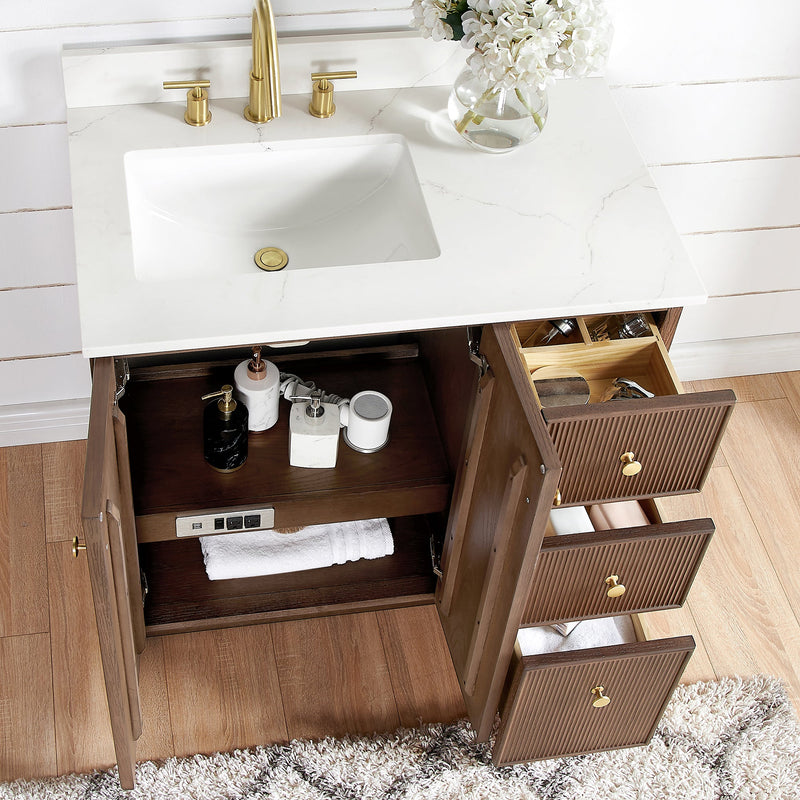 Vinnova 706936-AD-BK Oza 36" Free-standing Single Bath Vanity in Aged Dark Brown Oak