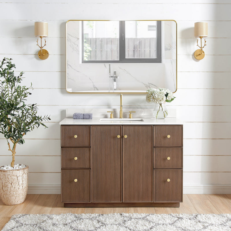 Vinnova 706948-AD-BK Oza 48" Free-standing Single Bath Vanity in Aged Dark Brown Oak