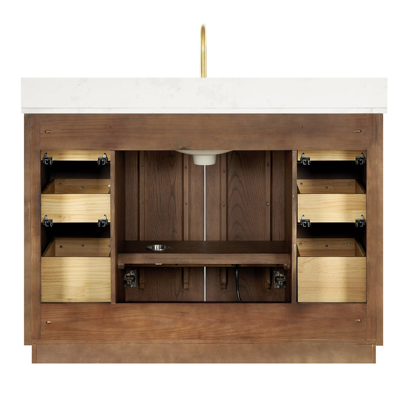 Vinnova 706948-AD-BK Oza 48" Free-standing Single Bath Vanity in Aged Dark Brown Oak