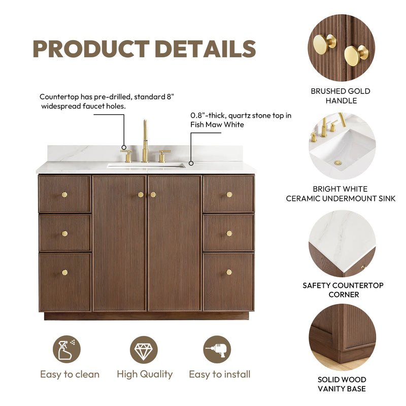 Vinnova 706948-AD-BK Oza 48" Free-standing Single Bath Vanity in Aged Dark Brown Oak