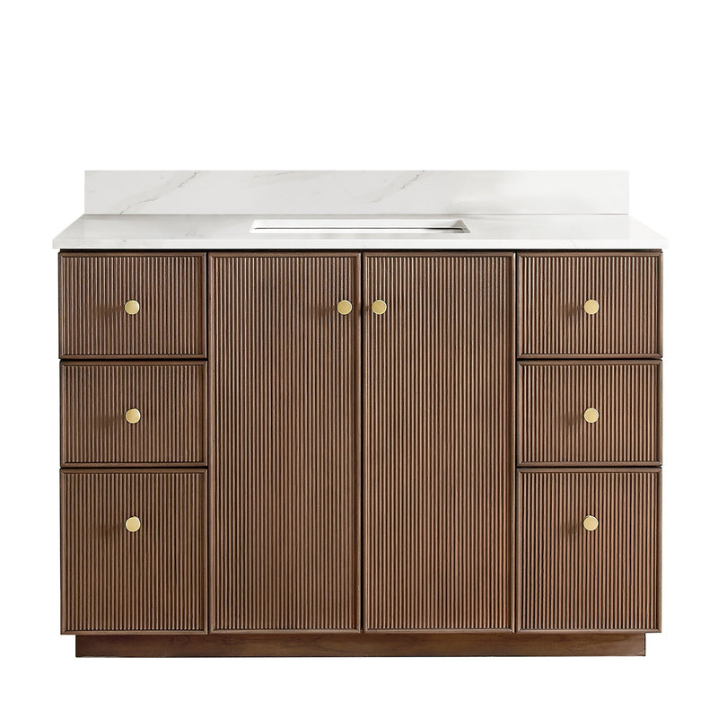 Vinnova 706948-AD-BK Oza 48" Free-standing Single Bath Vanity in Aged Dark Brown Oak